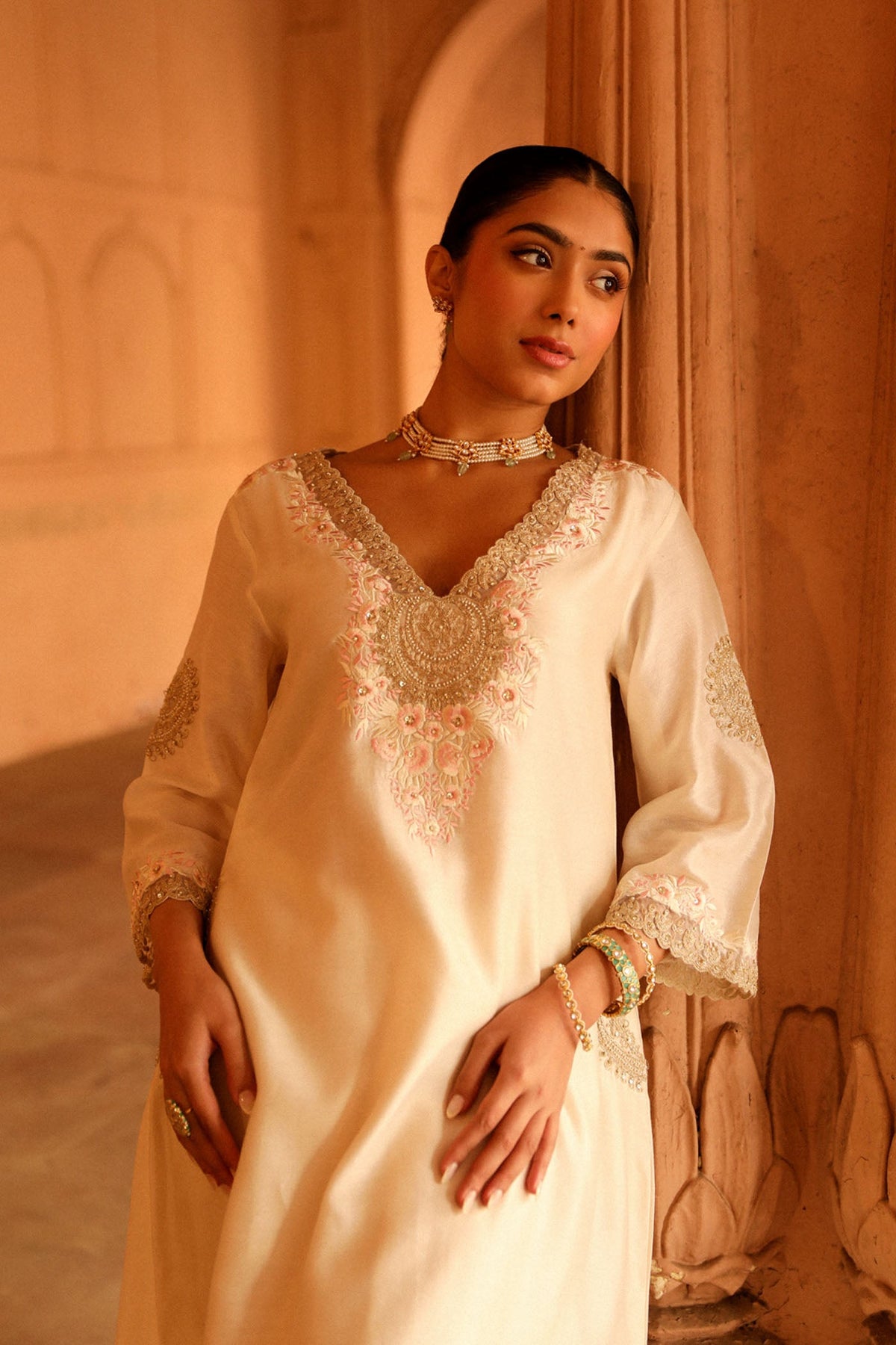 Akira - Daisy Ivory Long Choga with Salwar