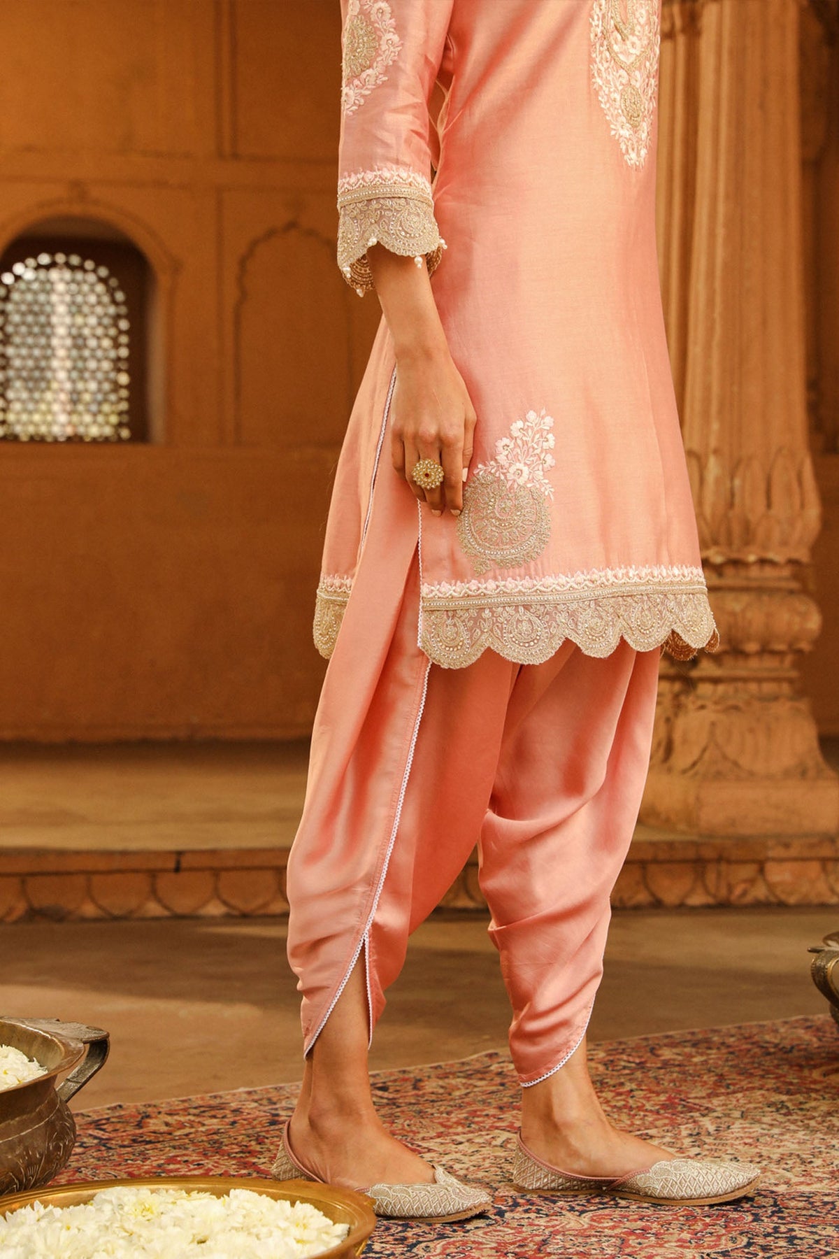 Ernika - Off Rose Kurta with dhoti