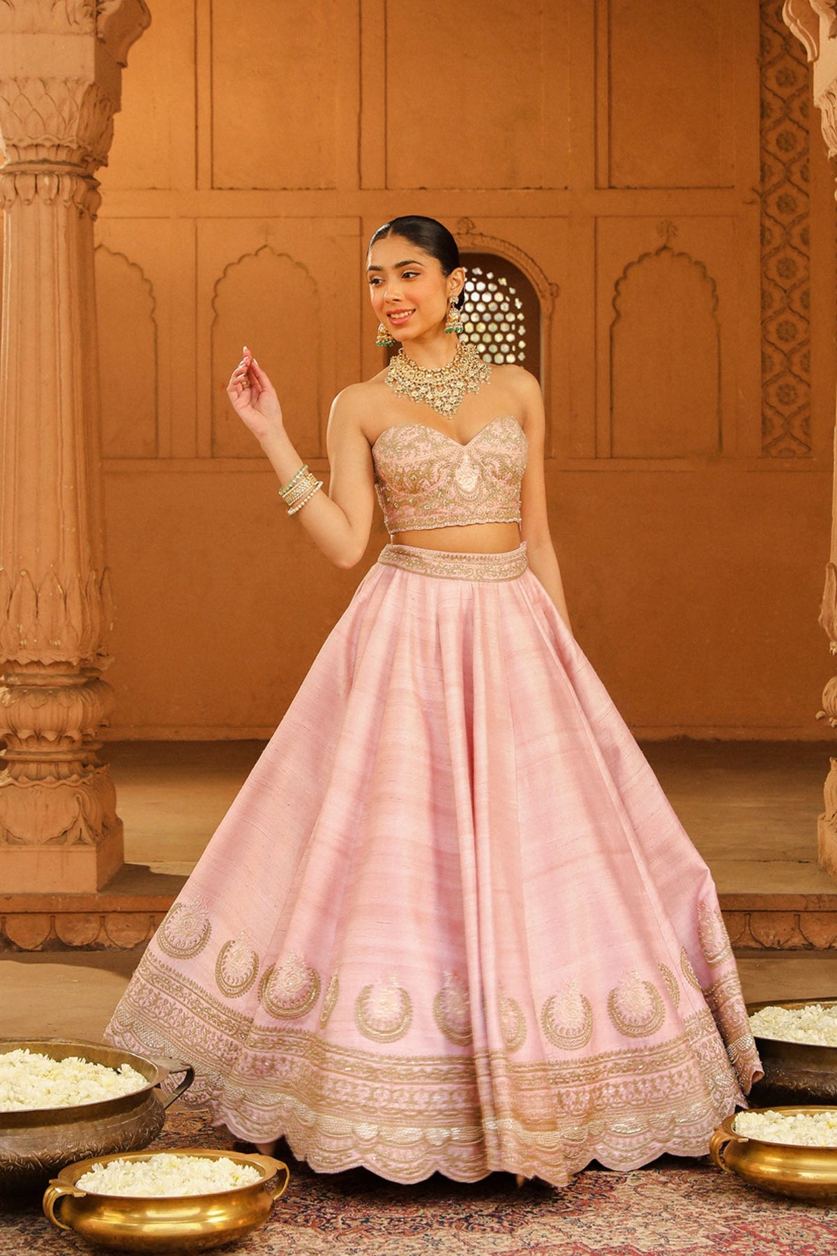 Razana - Blush Pink Lehenga Set with Dupatta