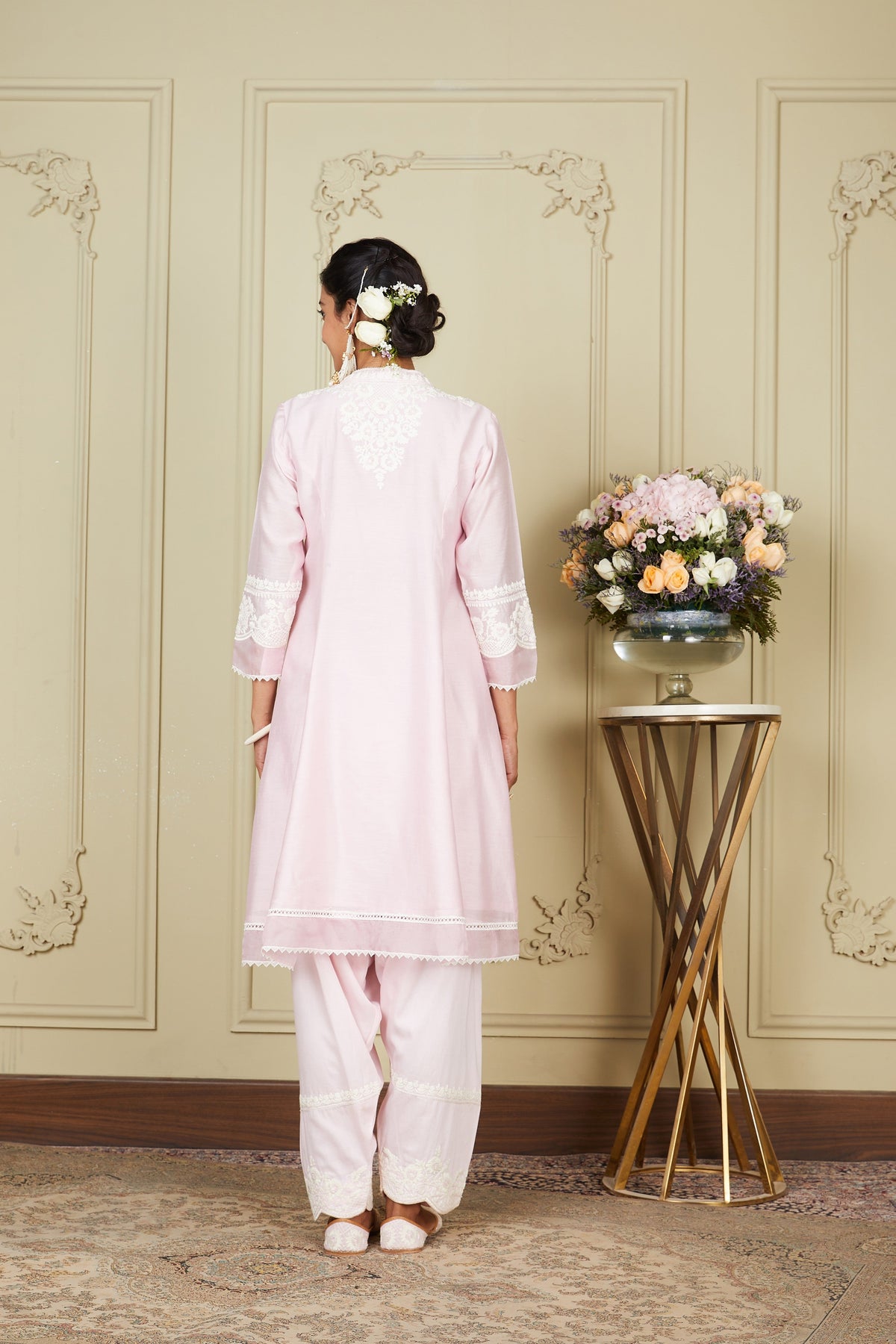 Ryhana - Pearl Blush A-line short kurta with salwar and dupatta
