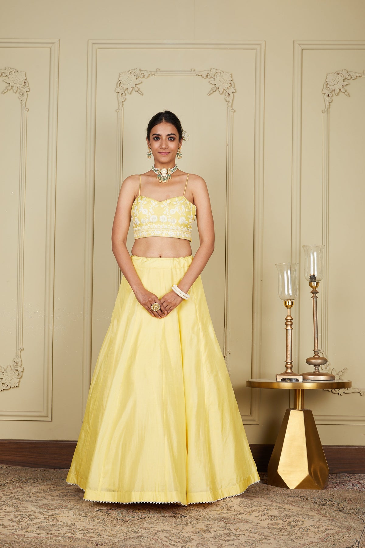 Samrina - Lemon Yellow Lehenga with blouse and dupatta