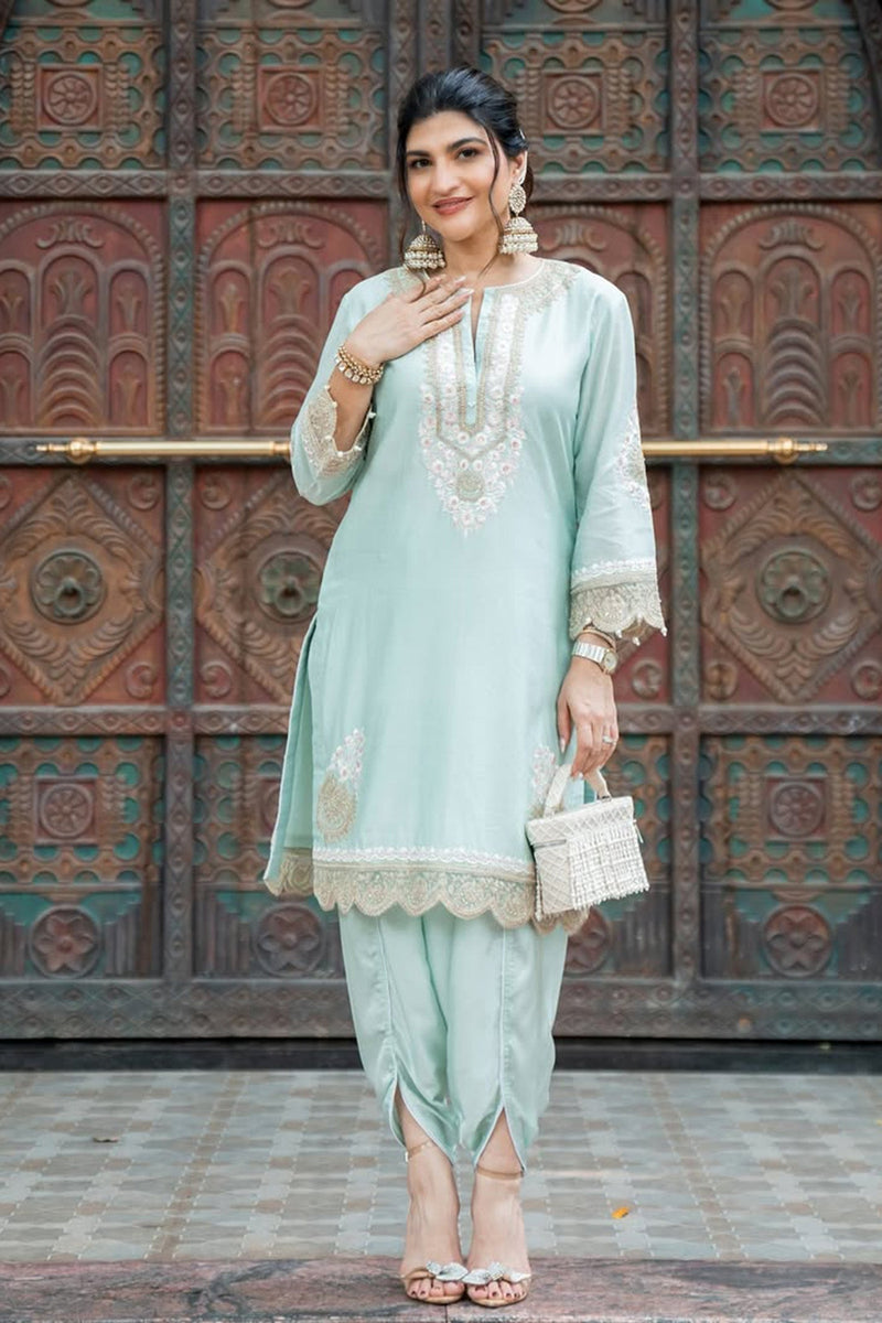 Khushnaz Ashdin In Ernika - Misty Green Kurta with dhoti