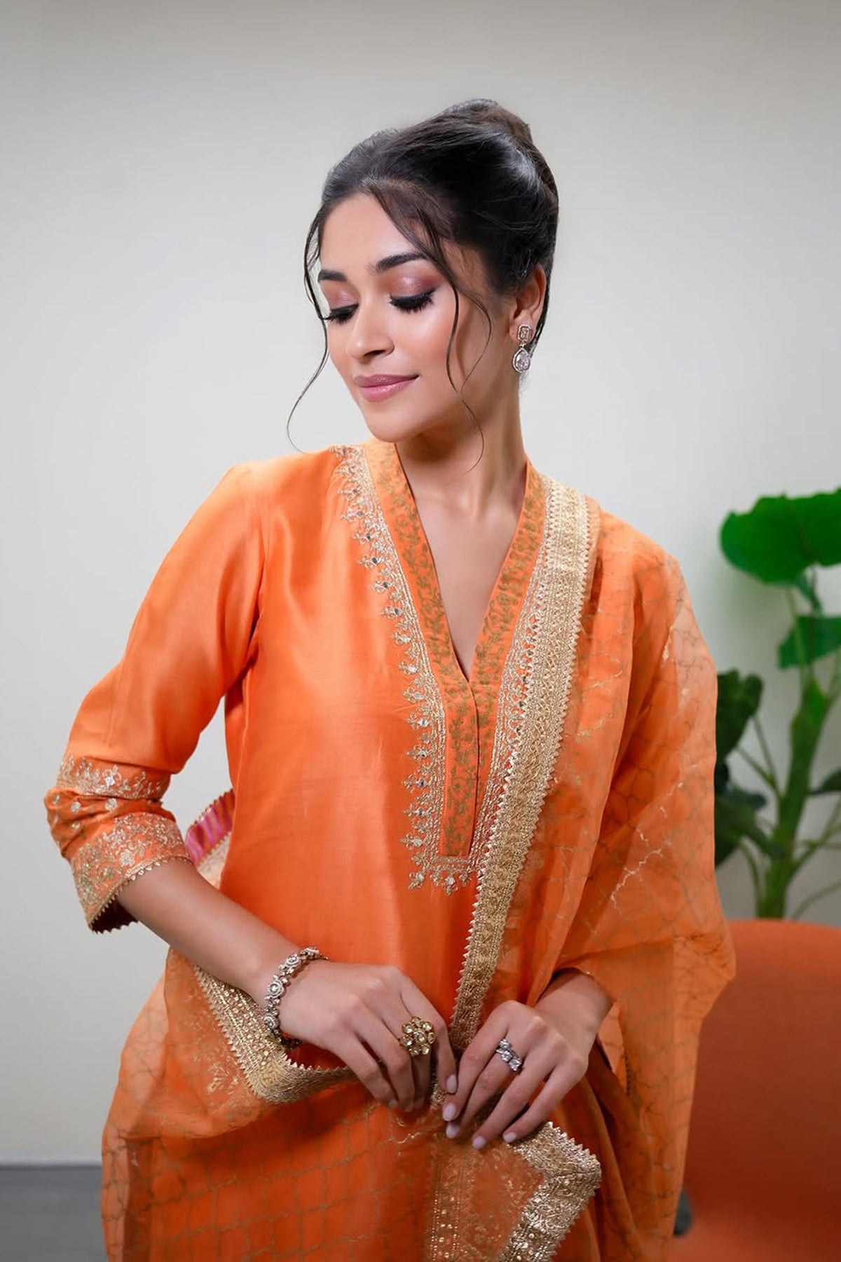 Nandini Gupta In Faheeda - Tangerine Orange  Kurta Set