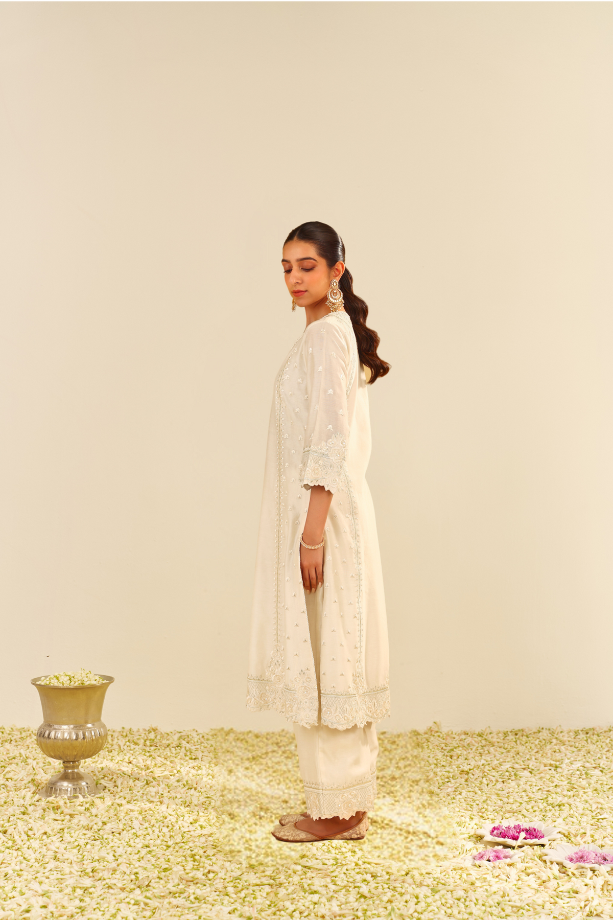 Sumaiya - Daisy Ivory A-Line Kurta With Palazzo