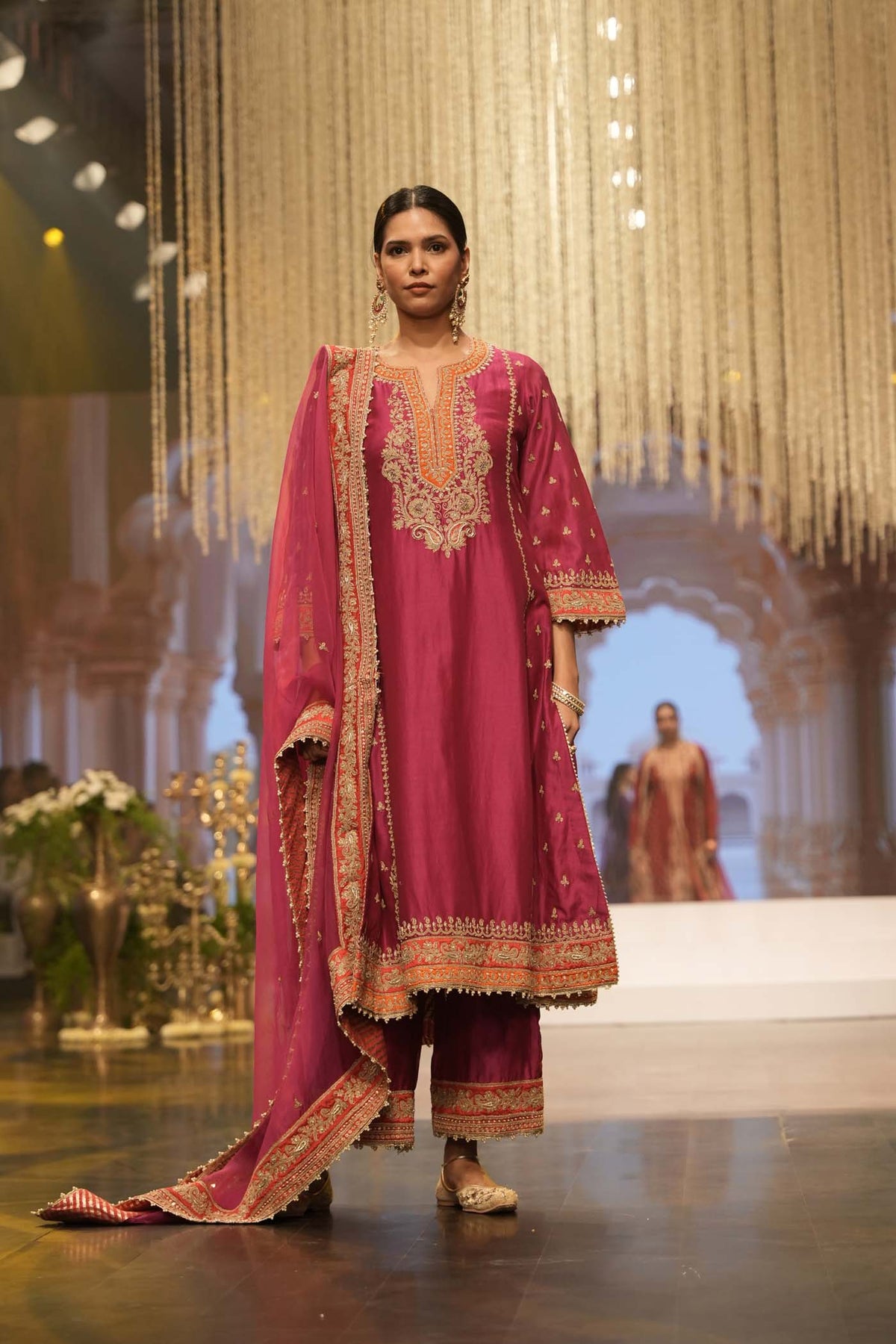 Shweta Sachdev  In Aamish - Rani Hotpink Long A-line Kurta with Palazzo