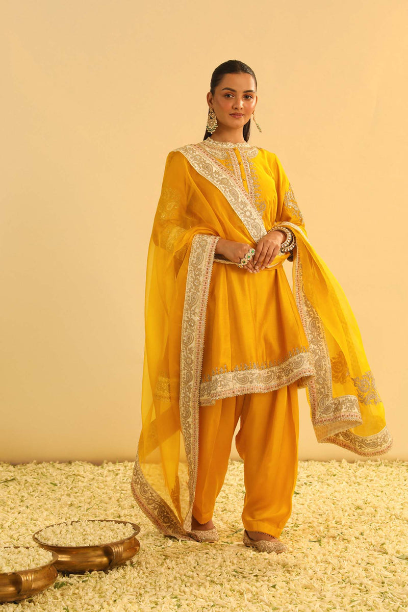 Amani - Mustard A-line  Kurta with Salwar & Dupatta (Lxrts)