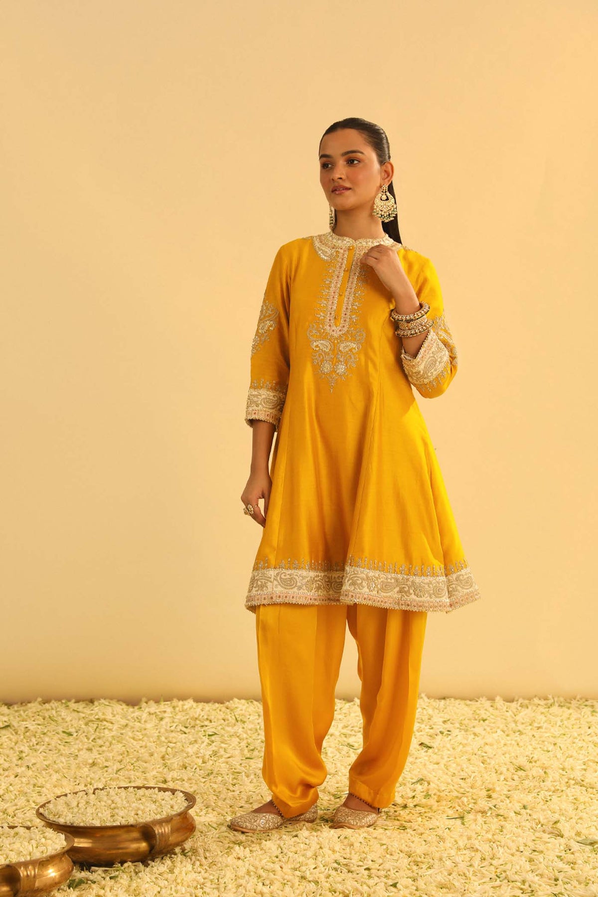 Amani - Mustard A-line  Kurta with Salwar & Dupatta (Lxrts)