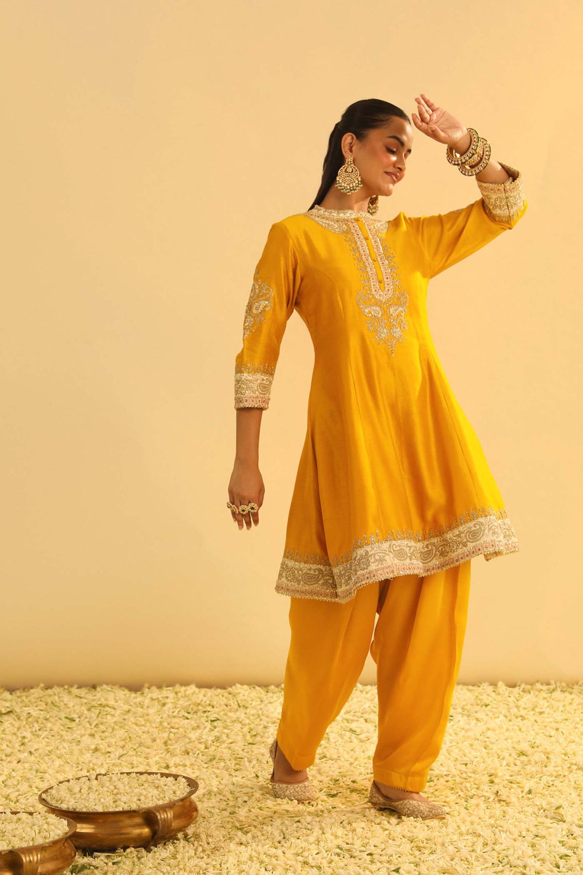 Amani - Heirloom Mustard A-line  Kurta with Salwar & Dupatta