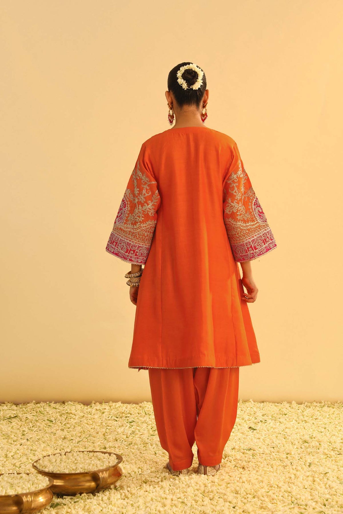 MOHSINA - Orange SHORT KALIDAAR CHOGA WITH SALWAR (LXRTS)