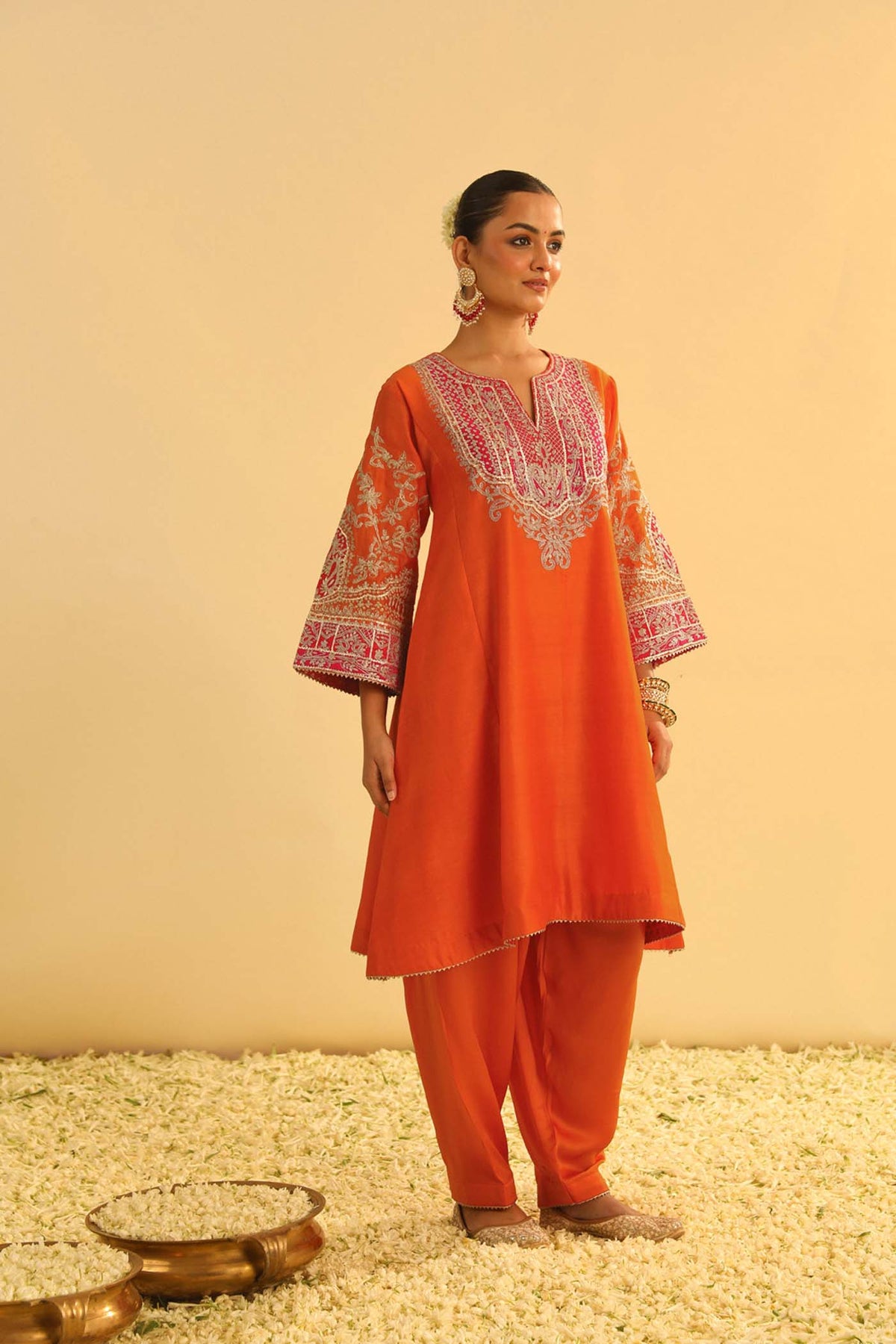 Somya Bakshi IN MOHSINA - Orange SHORT KALIDAAR CHOGA WITH SALWAR