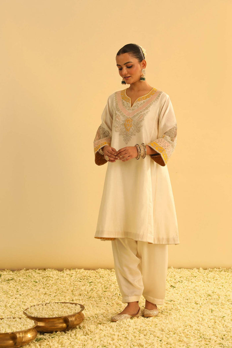 MEHRISH - DAISY IVORY SHORT KALIDAAR CHOGA WITH SALWAR