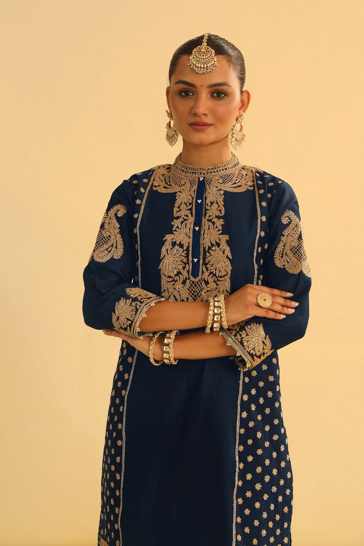 Aabish - Deep Blue Kurta Dhoti Set (Lxrts)
