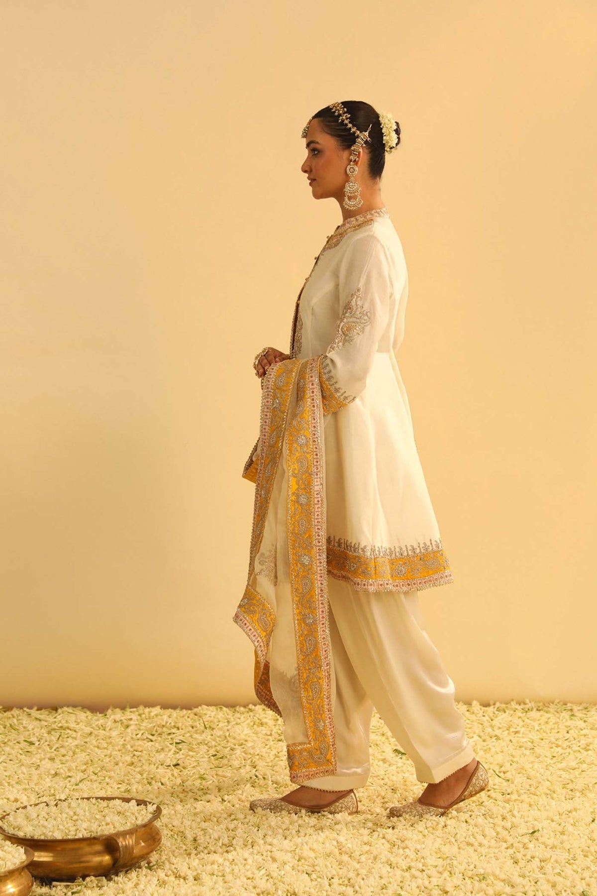 Amani - Daisy Ivory A-line Kurta with Salwar & Dupatta (Lxrts)