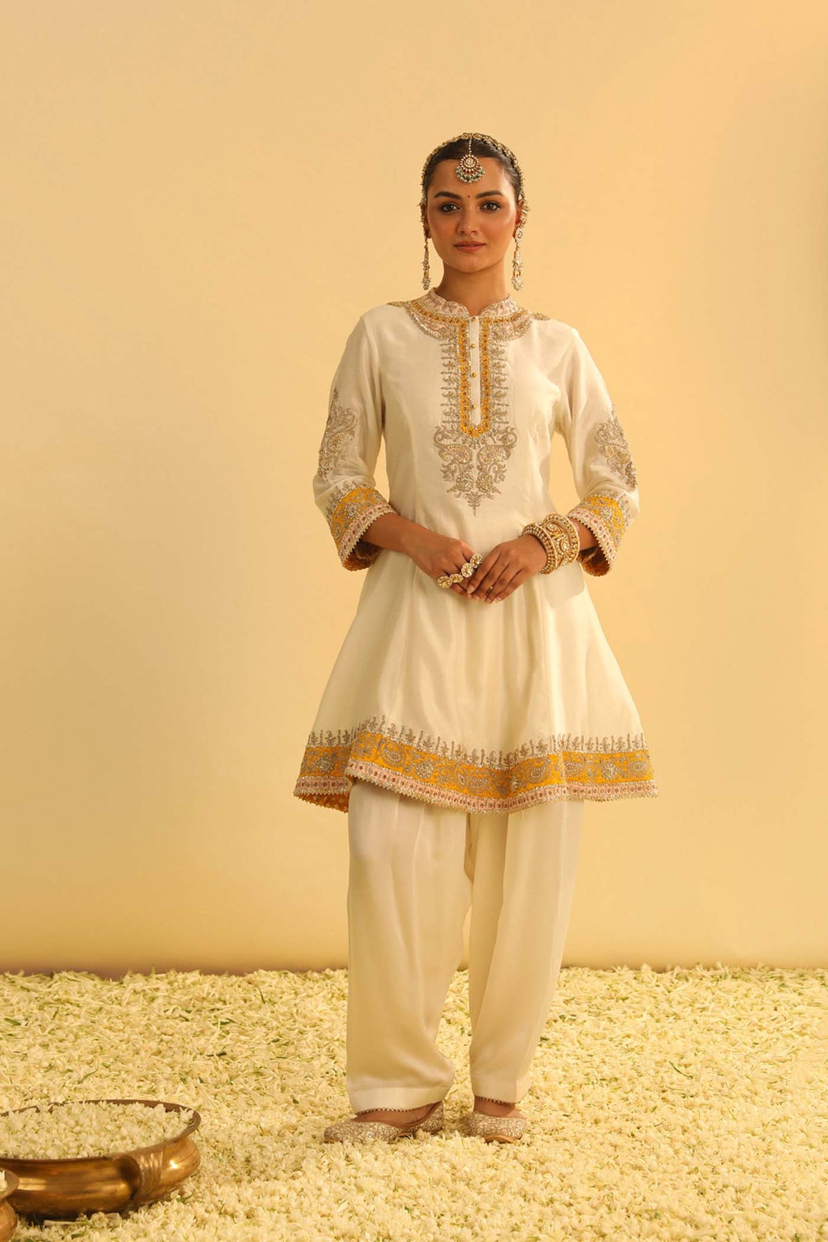 Amani - Daisy Ivory A-line Kurta with Salwar & Dupatta (Lxrts)