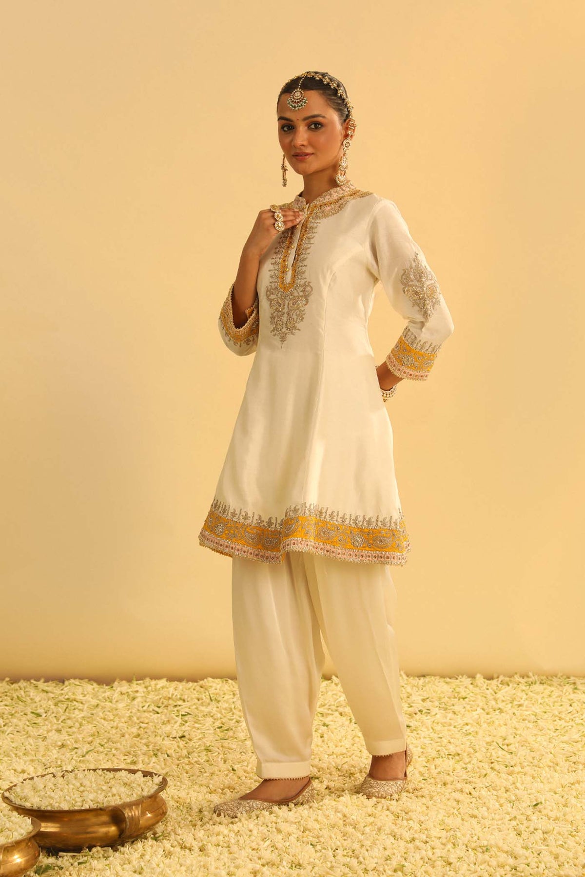 Amani - Daisy Ivory A-line Kurta with Salwar & Dupatta (Lxrts)