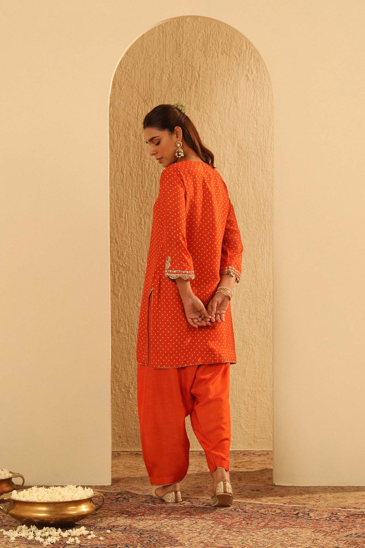 Asma - Orange Short Kurta with Salwar