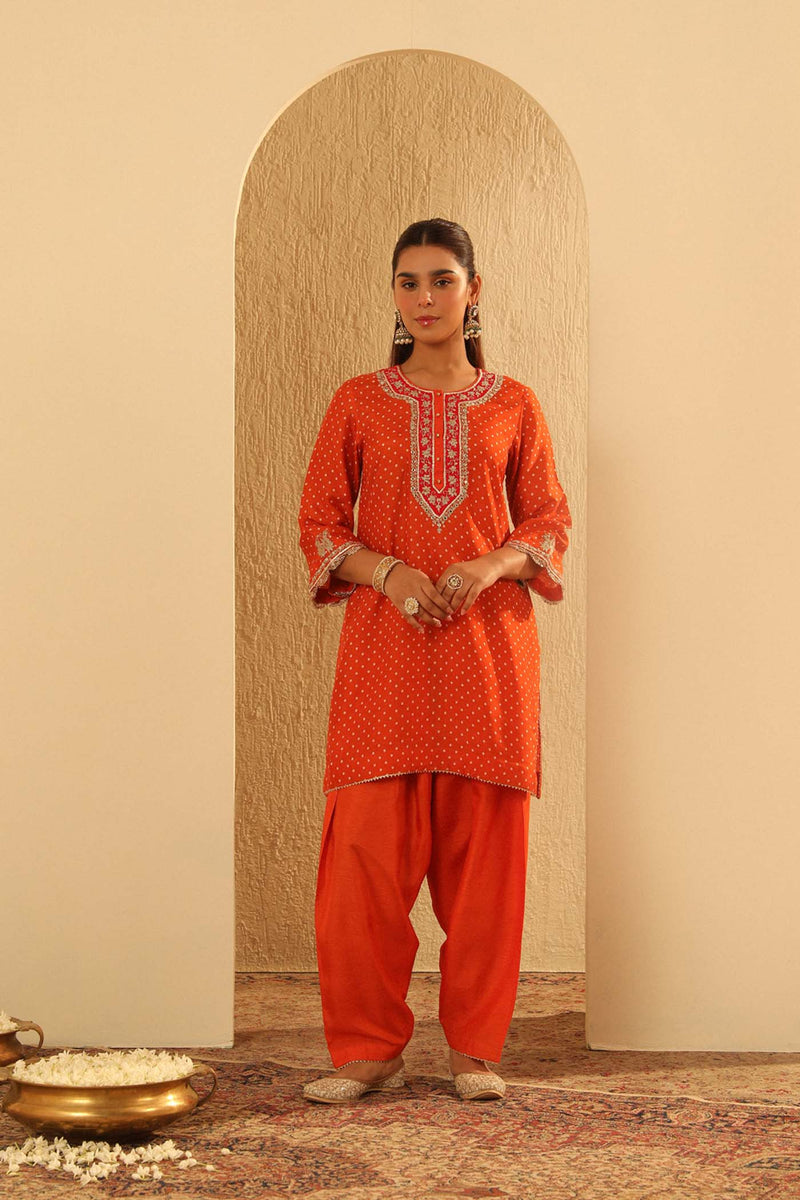 Asma - Orange Short Kurta with Salwar (LXRTS)