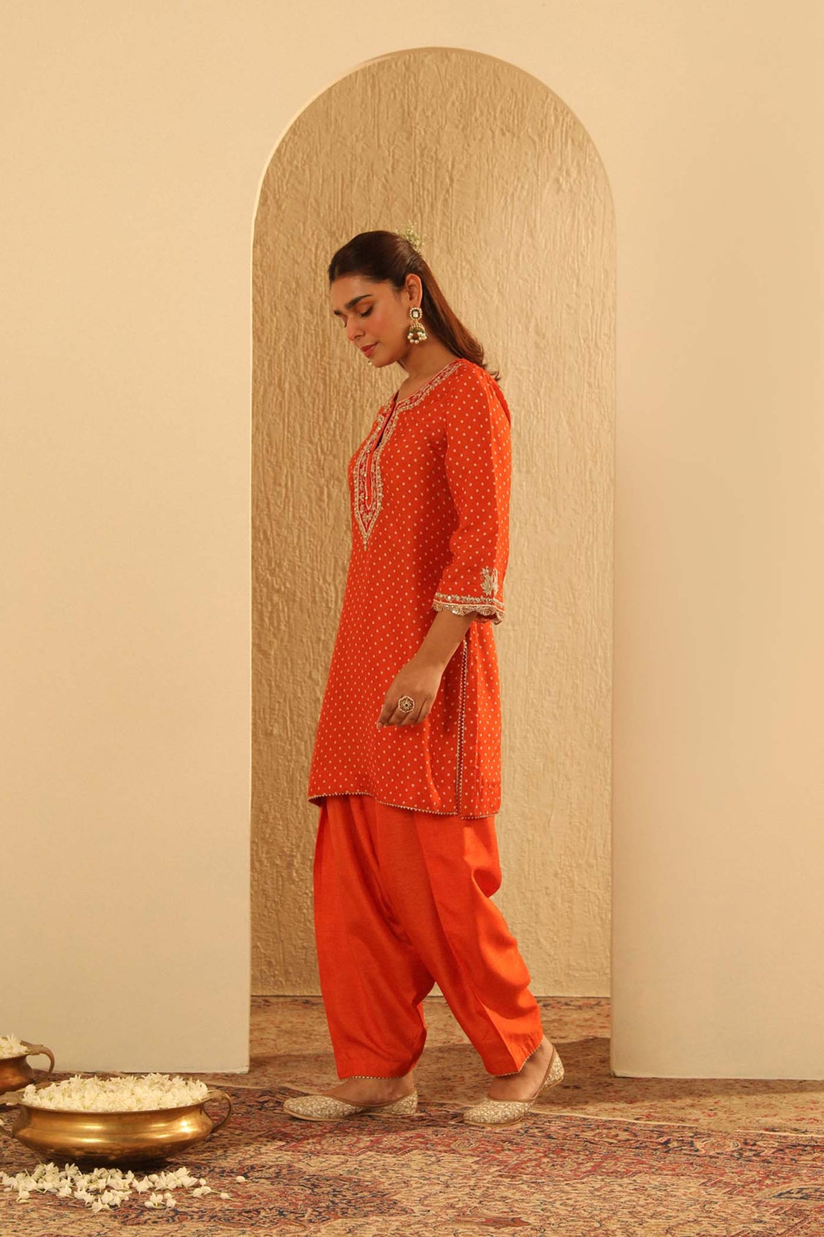 Asma - Orange Short Kurta with Salwar (LXRTS)