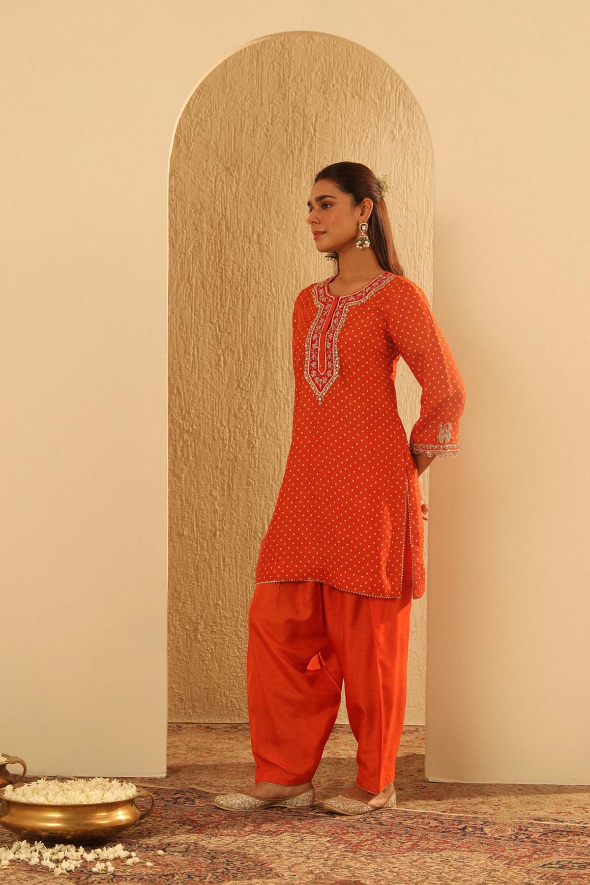 Asma - Orange Short Kurta with Salwar (LXRTS)