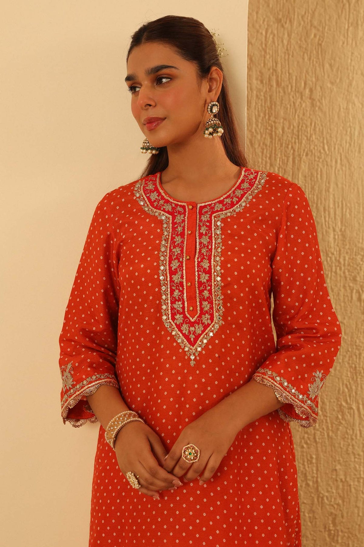Asma - Orange Short Kurta with Salwar