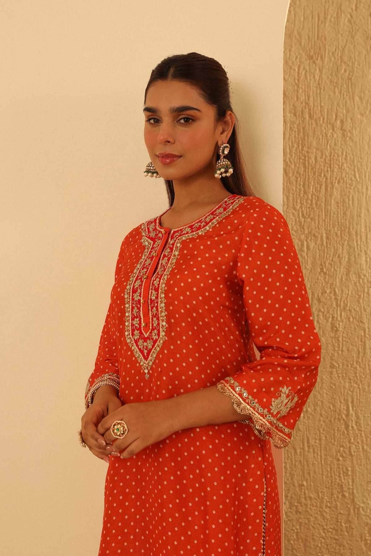 Asma - Orange Short Kurta with Salwar