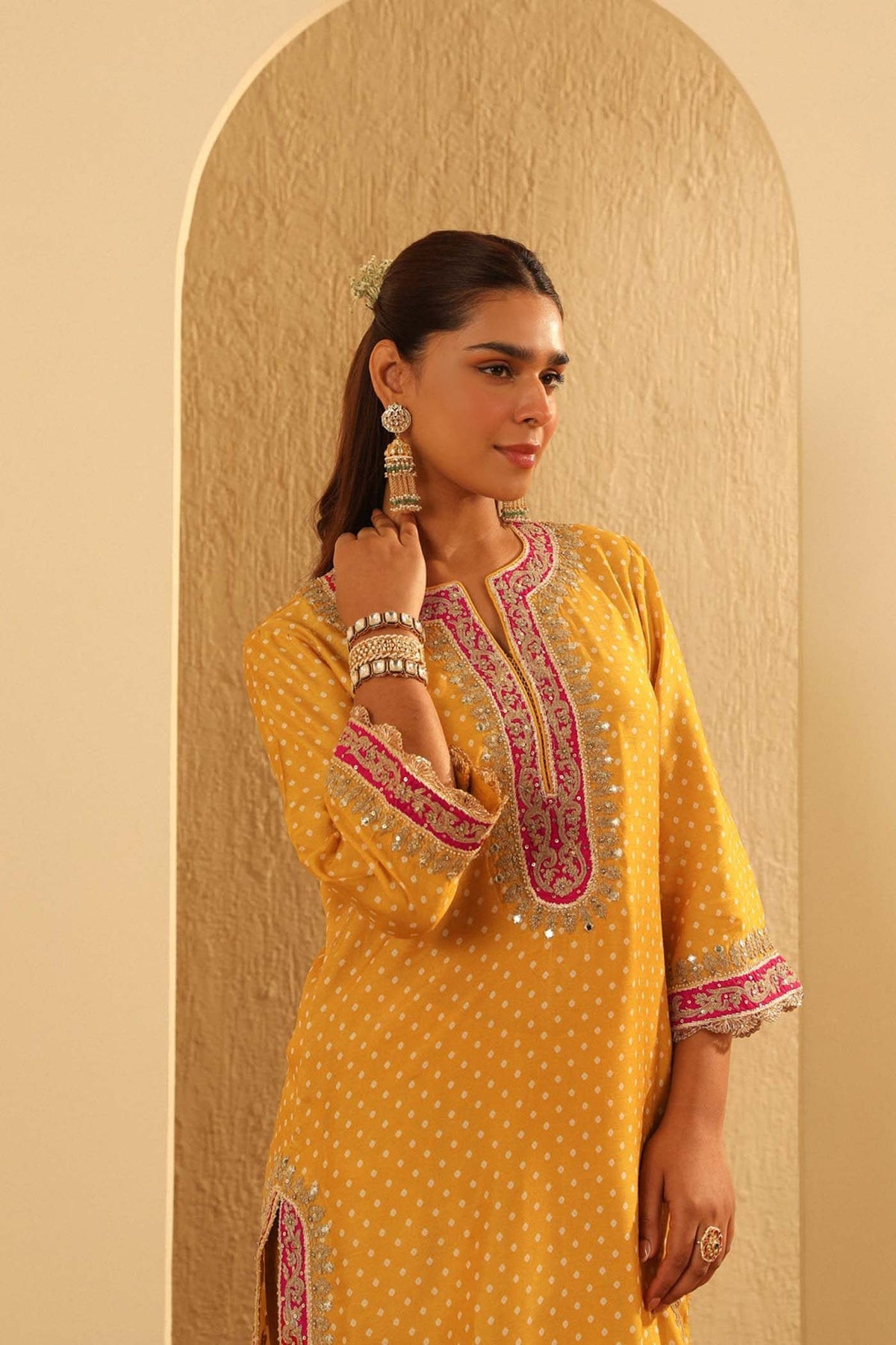 Kiana - Heirloom Mustard Kurta With Salwar And Dupatta