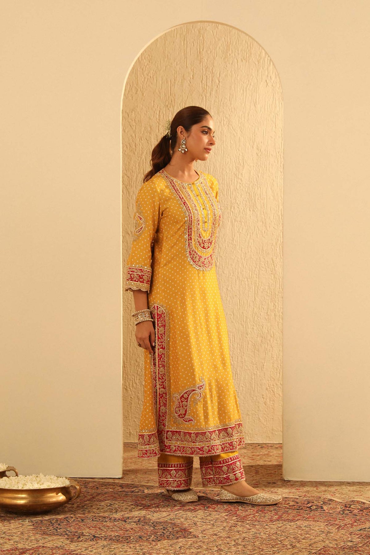 Gautami Kapoor In Aleena - Heirloom Mustard A-line kurta with Palazzo and Dupatta