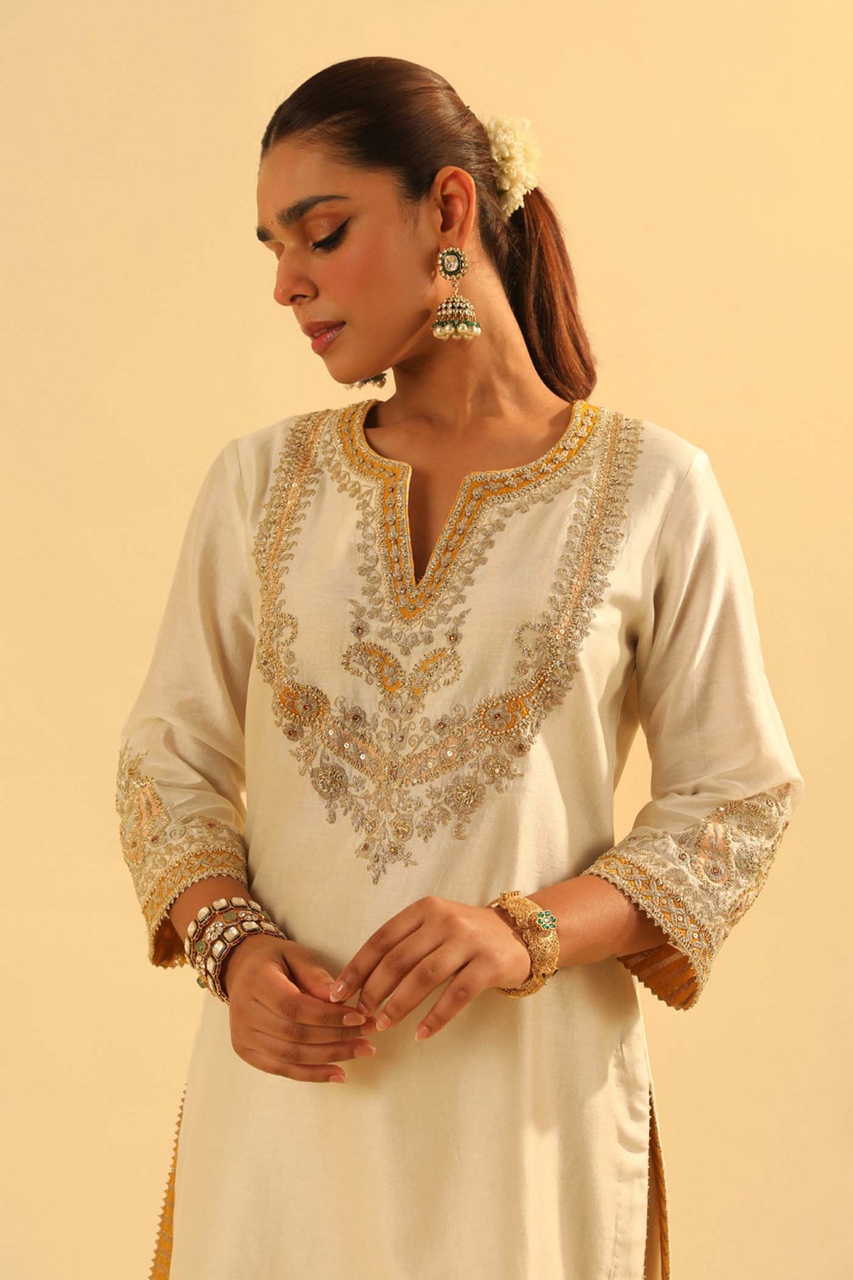 Aashna - Daisy Ivory Short Kurta with Dhoti