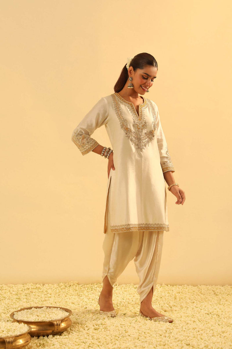 Aashna - Daisy Ivory Short Kurta with Dhoti