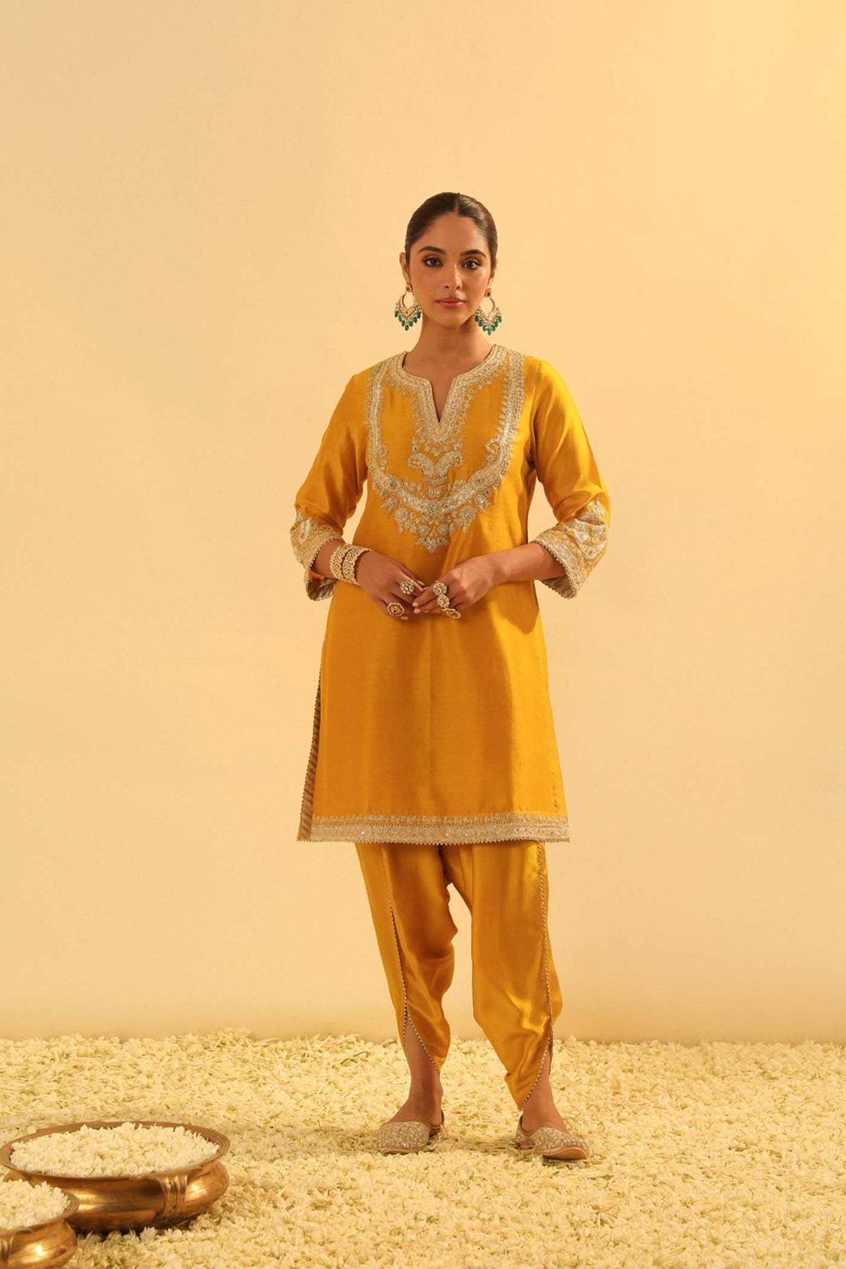 Aashna - Heirloom Mustard Short Kurta with Dhoti