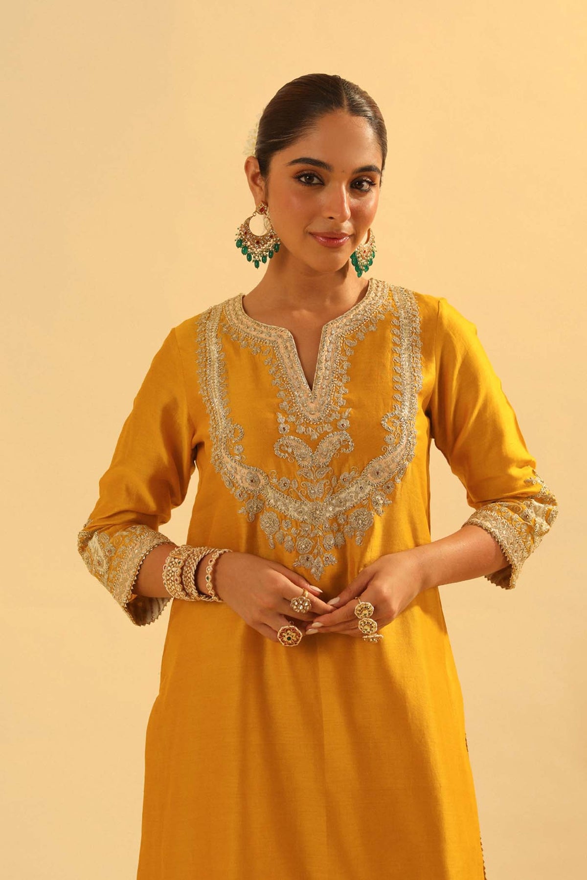 Aashna - Heirloom Mustard Short Kurta with Dhoti