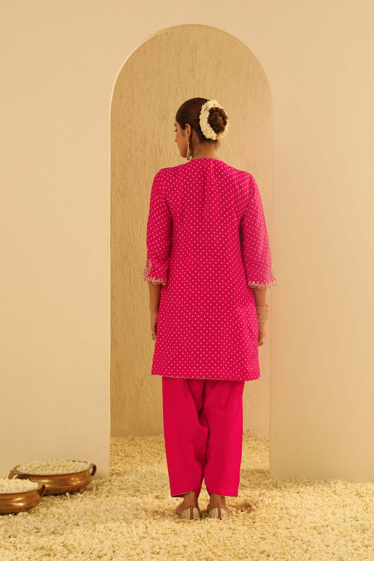 Noora - Rani Hotpink Short Kurta with Salwar (Lxrts)