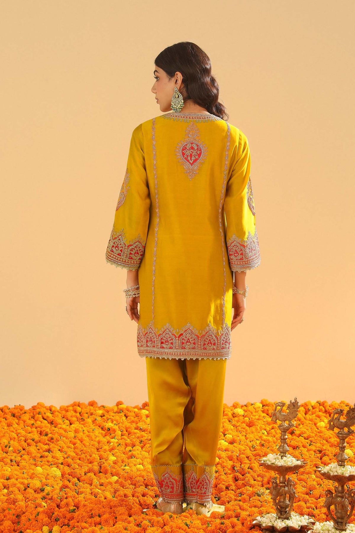 Mirha - Heirloom Mustard Short Straight Kurta with Salwar