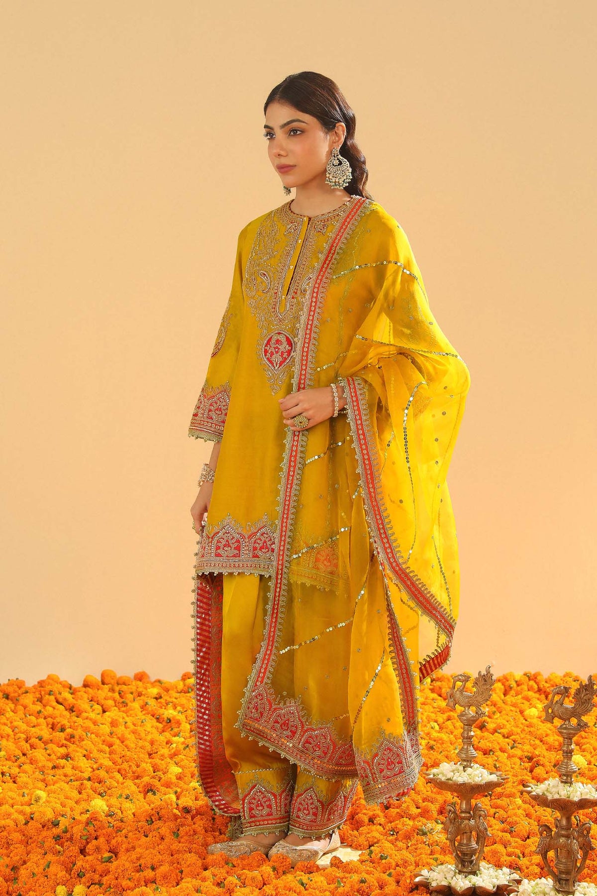 Mirha - Heirloom Mustard Short Straight Kurta with Salwar