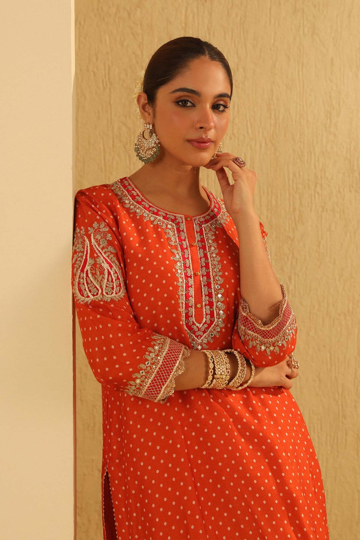 Hoorain - Orange Kurta with Sharara and Dupatta (Lxrts)