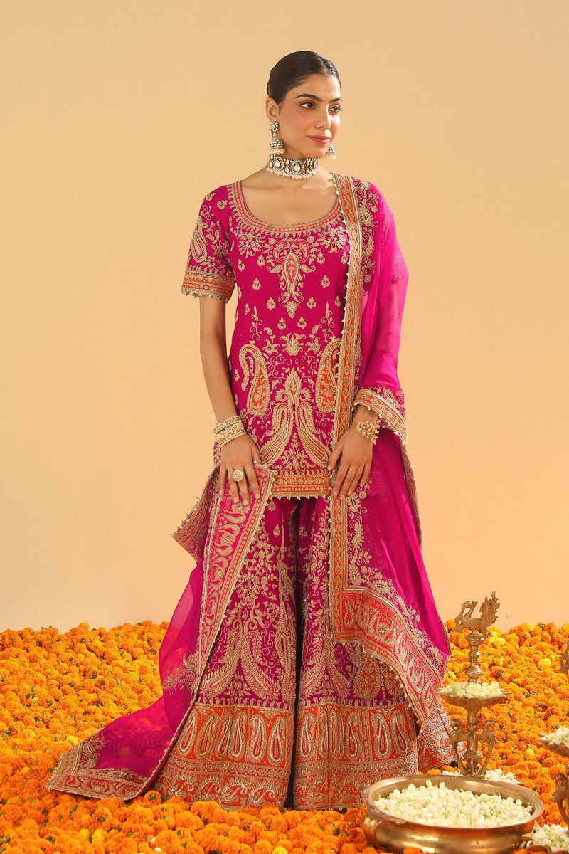 Mahi Vinod In Ishwa - Rani Hotpink Kurta with Sharara