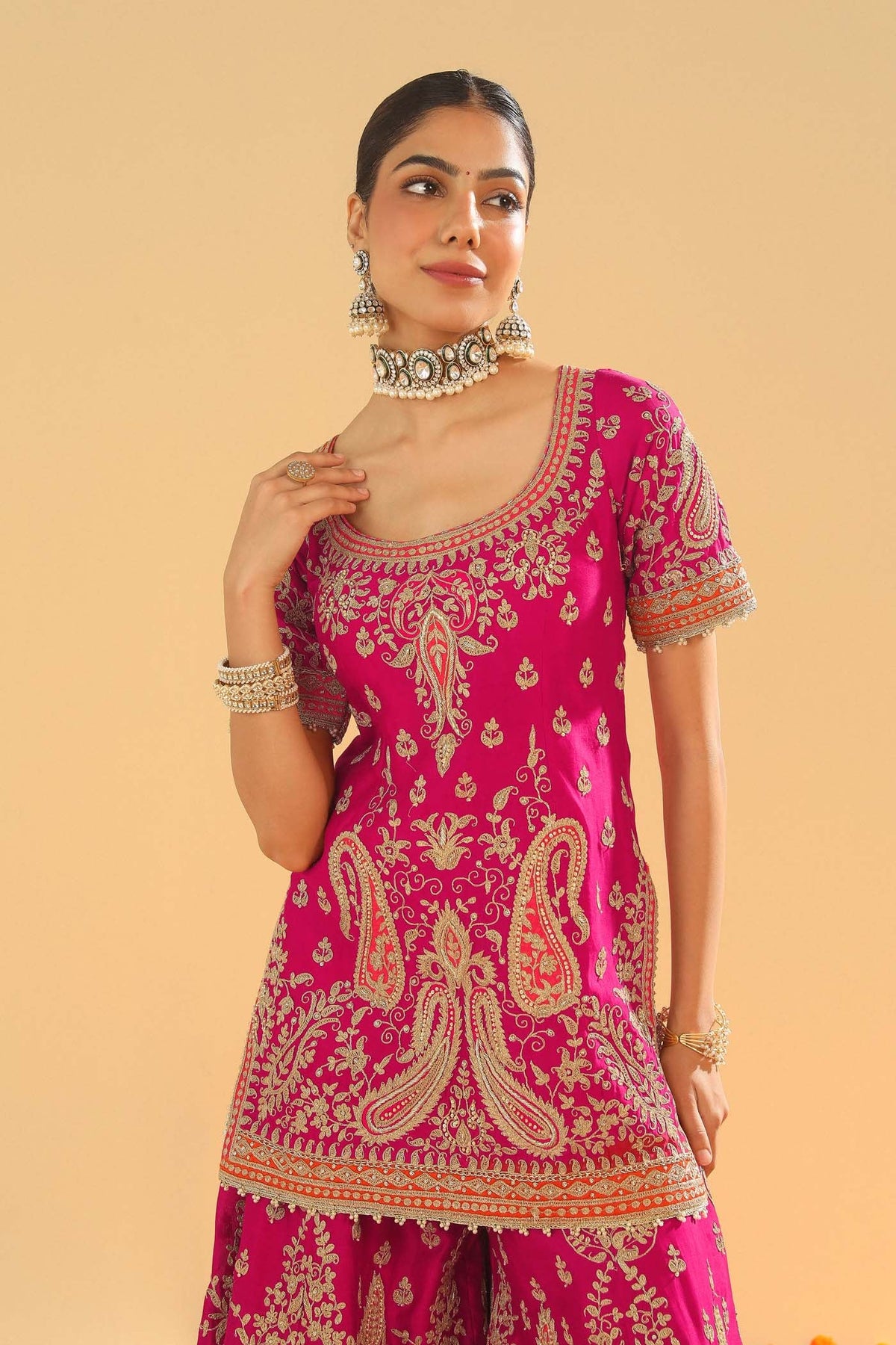 Mahi Vinod In Ishwa - Rani Hotpink Kurta with Sharara