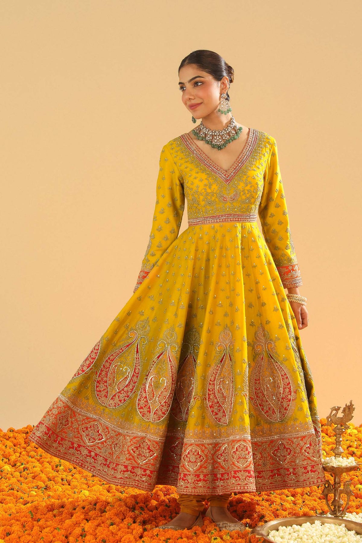 Shazia - Mustard Anarkaali with Chooridaar (Lxrts)