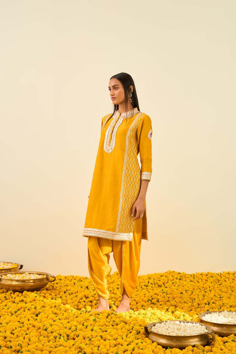 Aliza Glaze Mustard kurta with dhoti