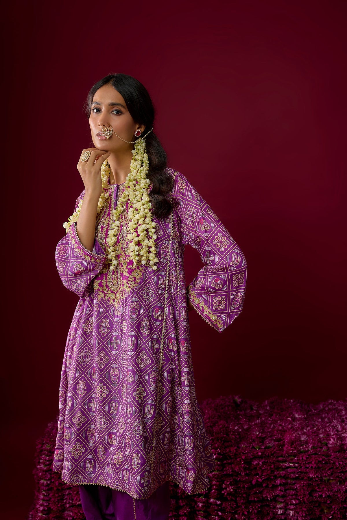 Nadia - Deep Purple Short Chauga With Salwar (RTS)