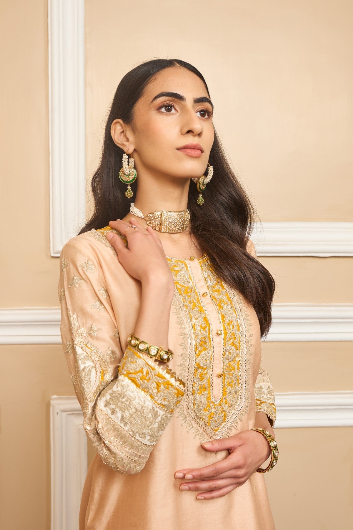 Komal Kapoor IN RAINA - ROSEPINK SHORT KURTA WITH SHARARA AND ODHNI
