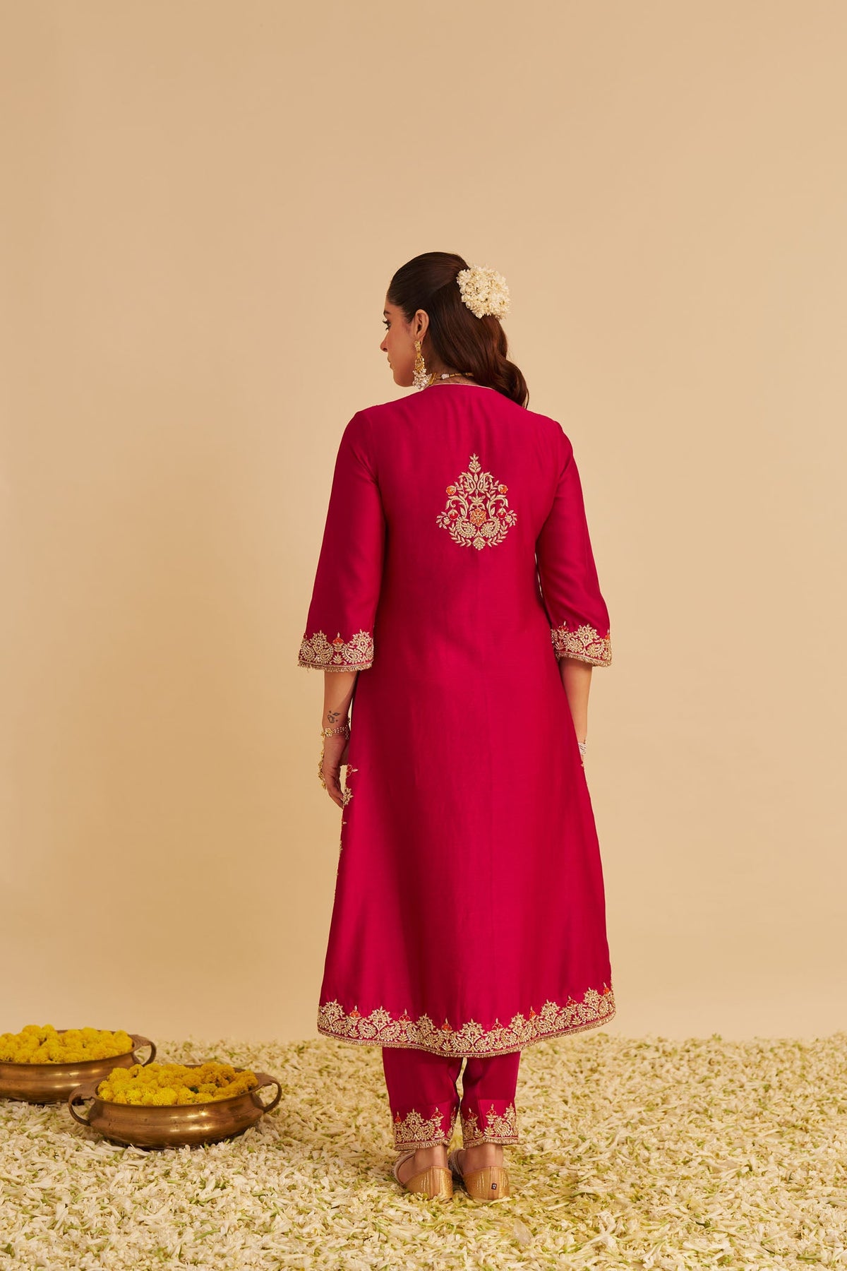 Areefa  - Dabka Zardozi Embroidered Rich Banarasi Rani Hotpink Suit & Salwar