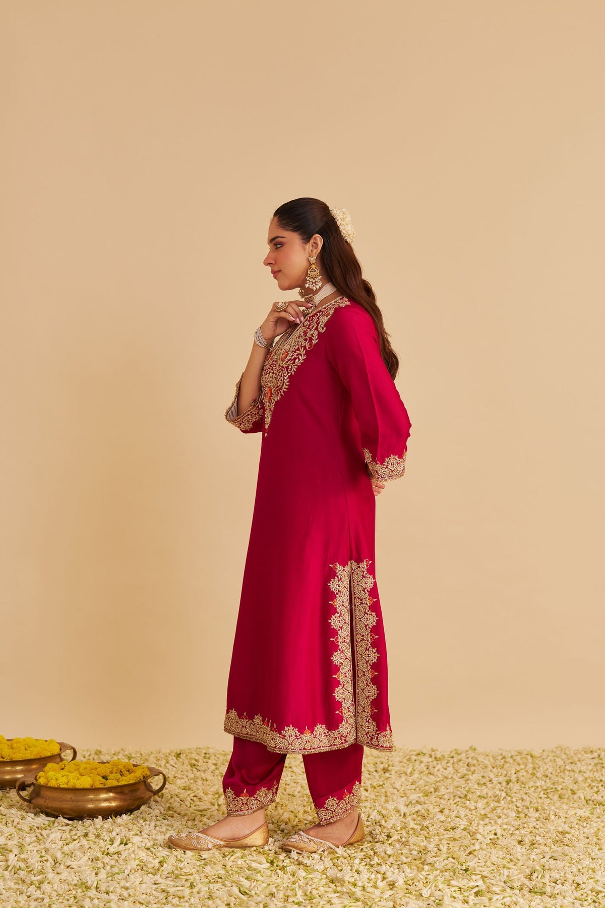 Areefa  - Dabka Zardozi Embroidered Rich Banarasi Rani Hotpink Suit & Salwar (LXRTS)