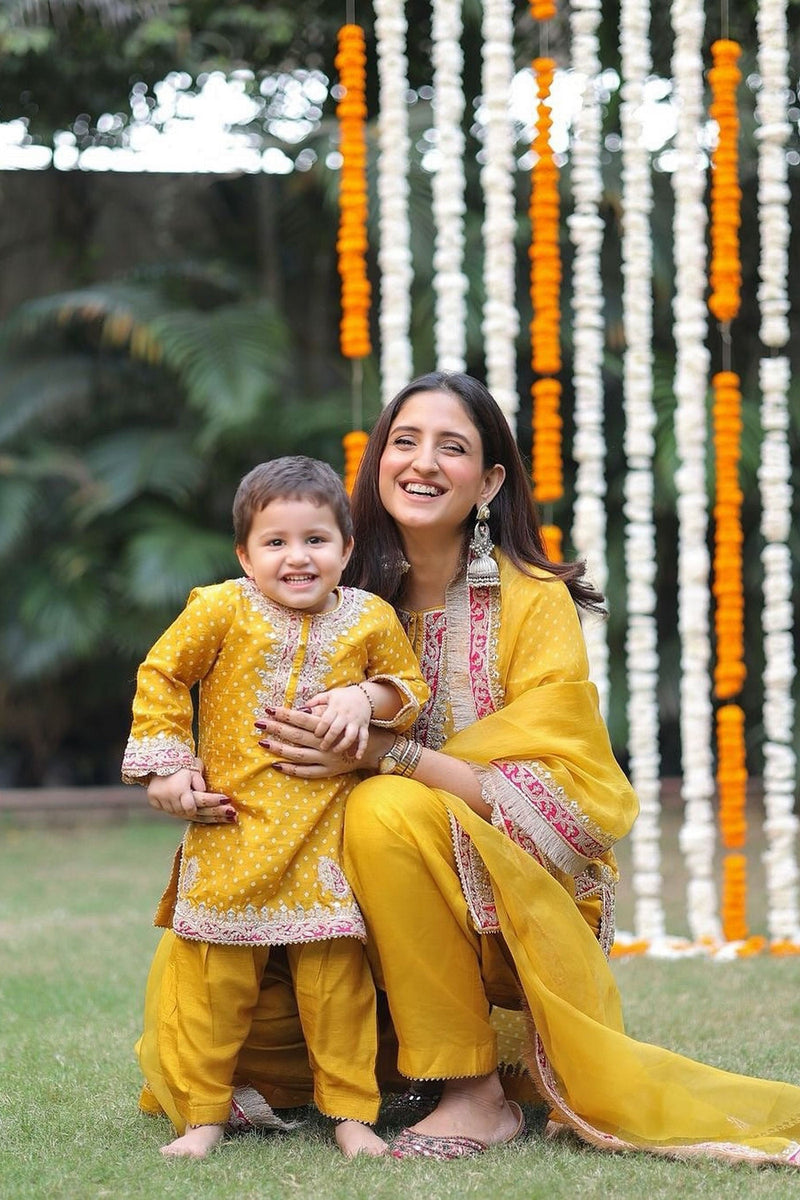 Kiana - Heirloom Mustard Kurta With Salwar And Dupatta