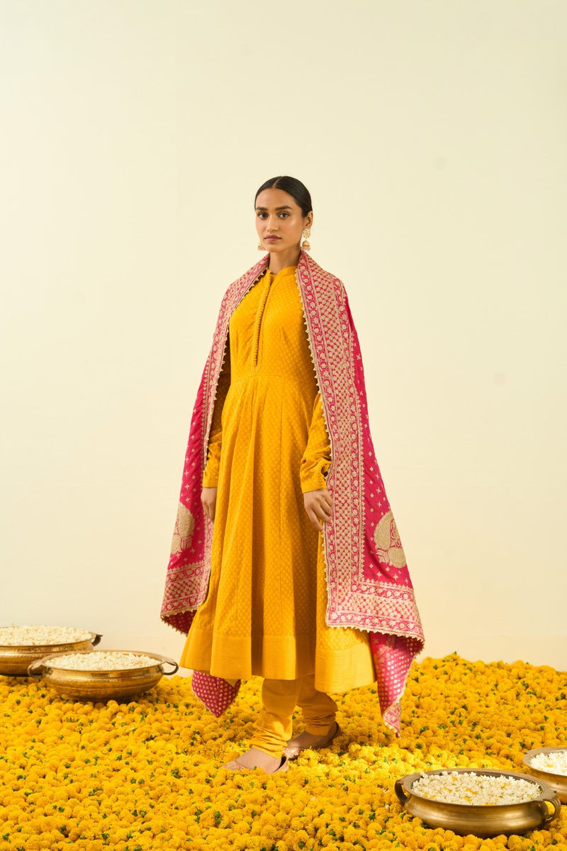 Rani Hotpink Floral Tilla Embroidery Odhni