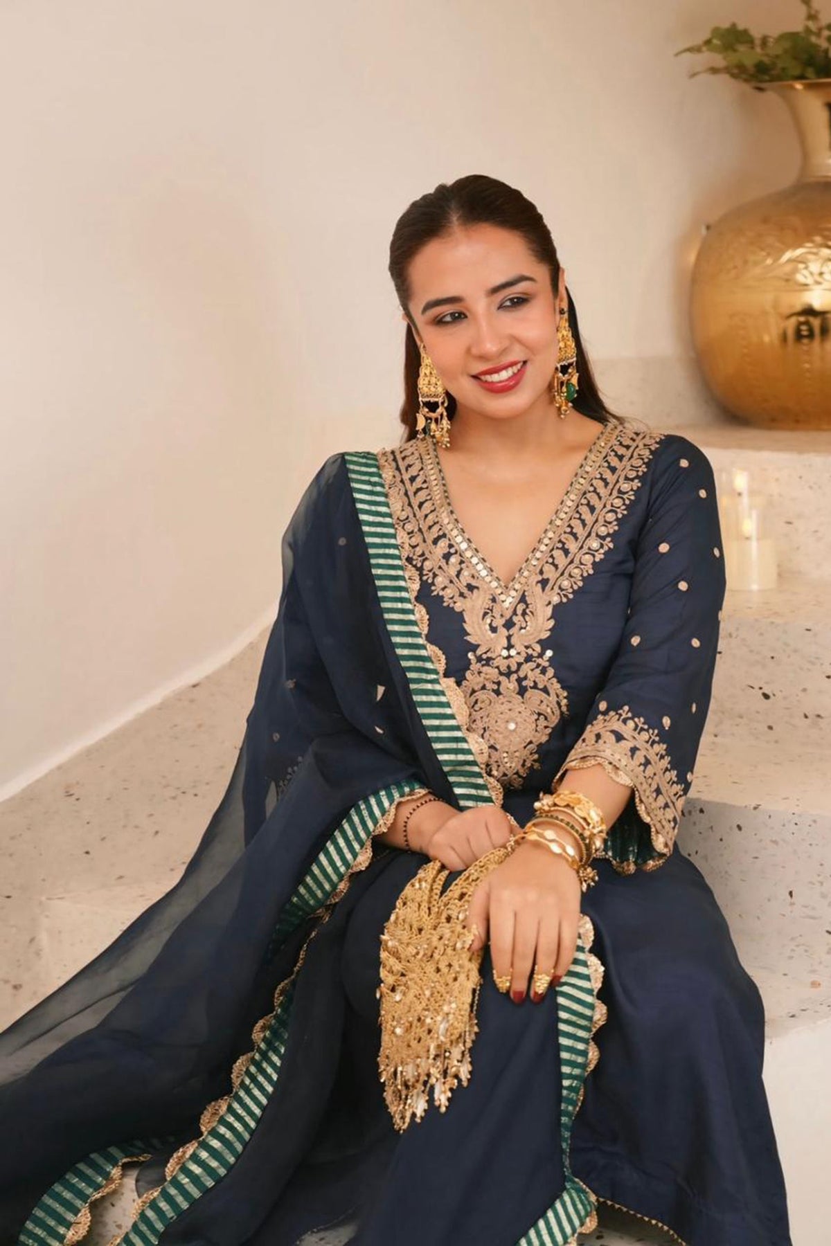 Maggi In MYSHA - DEEP BLUE LONG CHOGA WITH SALWAR