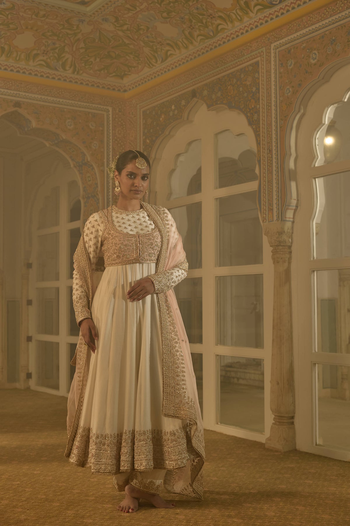 Shivangi Joshi In Noor - Dabka Zardozi Embroidered Chanderi Silk Daisy Ivory Anarkali Set