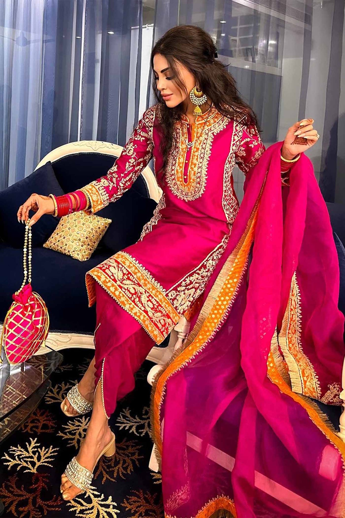 Ankita Rai In MEHNOOR - Rani Hotpink KURTA WITH DHOTI