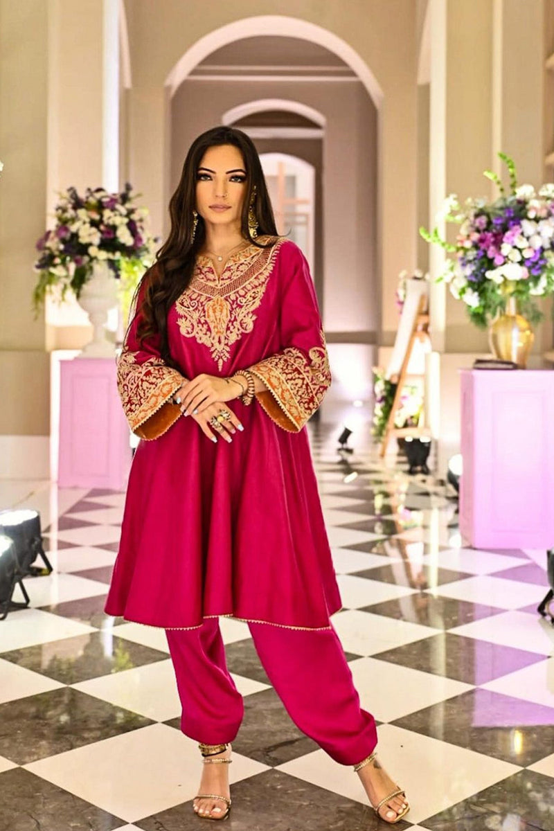 AHANA GHAI IN MEHRISH - Rani Hotpink SHORT KALIDAAR CHOGA WITH SALWAR