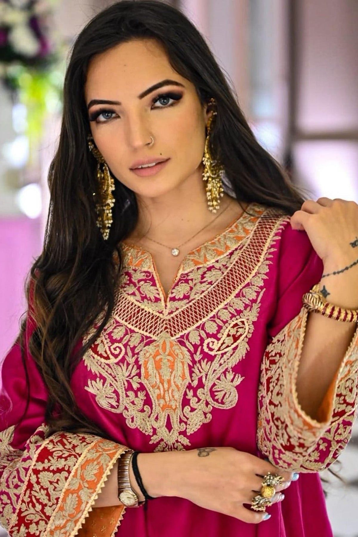 AHANA GHAI IN MEHRISH - Rani Hotpink SHORT KALIDAAR CHOGA WITH SALWAR